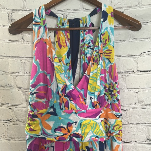Lilly Pulitzer Amanda Besame Mucho Pink Blue Floral Maxi Dress Size XL - Picture 6 of 15